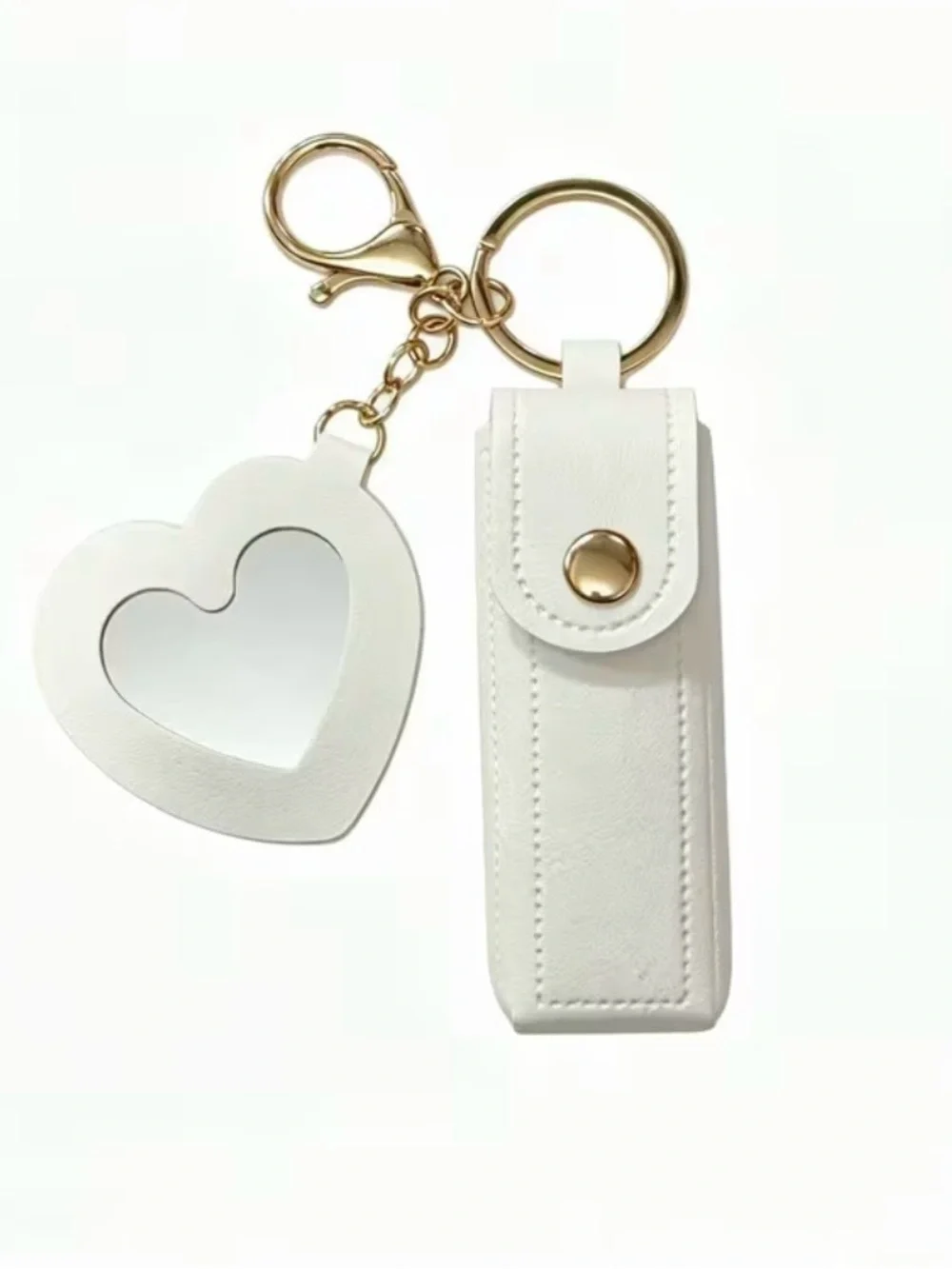 Lipstick Holder Keychain Bag Charm Heart Mirror Choose Color